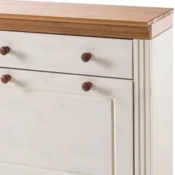 Anita - Schoenenkast met 2 kleppen en 1 lade in wit/natuurlijk grenen