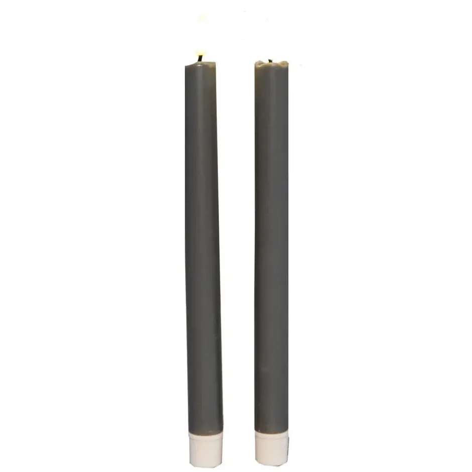 Anna Collection Led dinerkaarsen - 2x - taupe grijs - 25 cm
