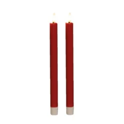 Anna Collection Led dinerkaarsen - 2x - rood - 25 cm - 3D vlam