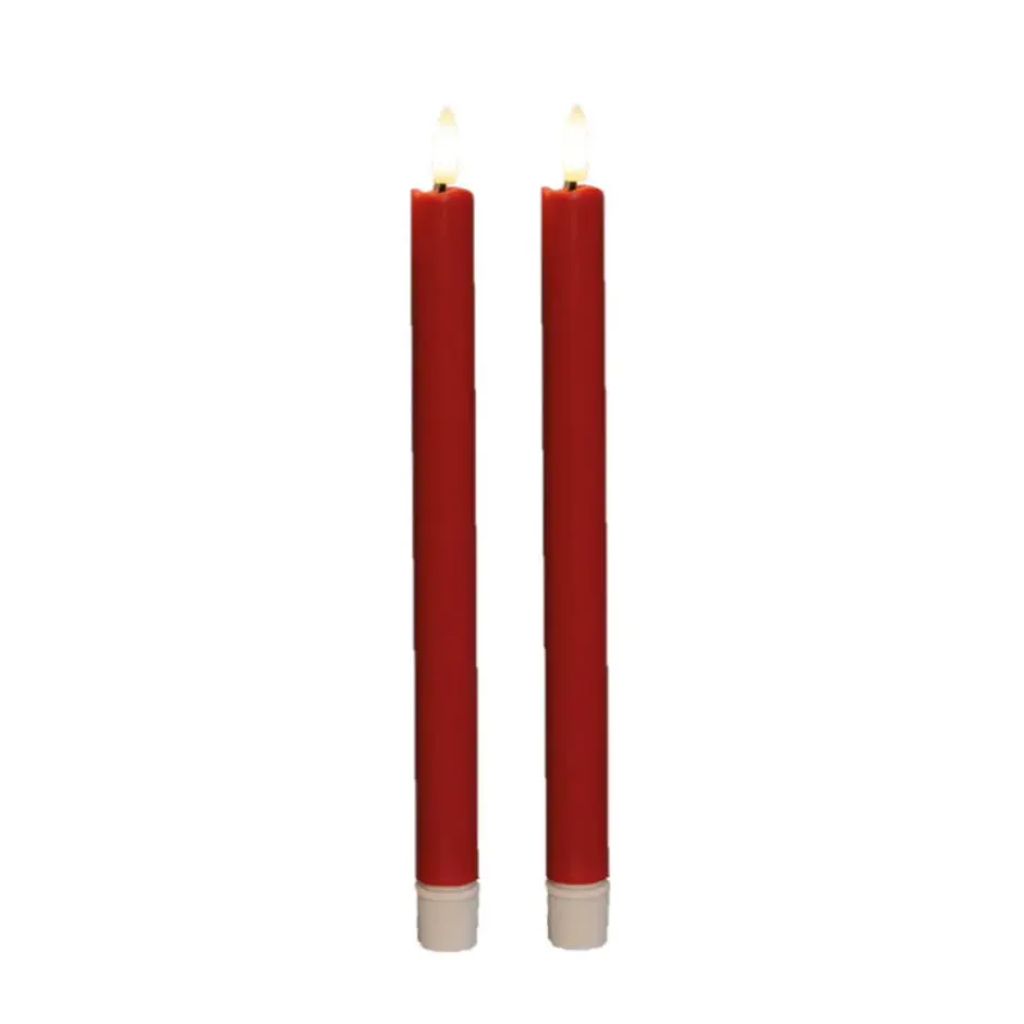 Anna Collection Led dinerkaarsen - 2x - rood - 25 cm - 3D vlam
