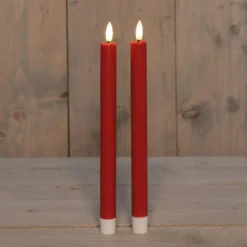Anna Collection Led dinerkaarsen - 2x - rood - 25 cm - 3D vlam
