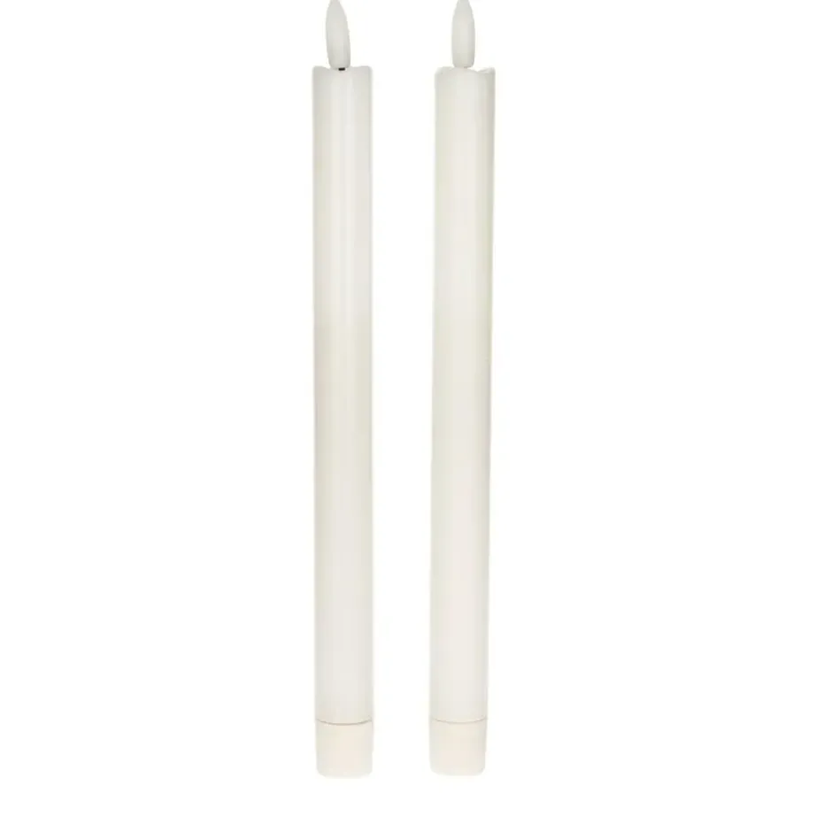 Anna Collection Led dinerkaarsen - 2x st - wit - 24 cm - 3D lont