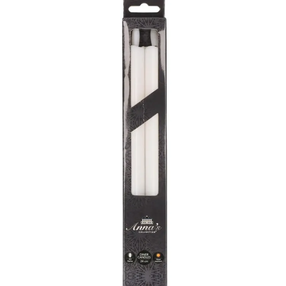 Anna Collection Led dinerkaarsen - 2x st - wit - 24 cm - 3D lont