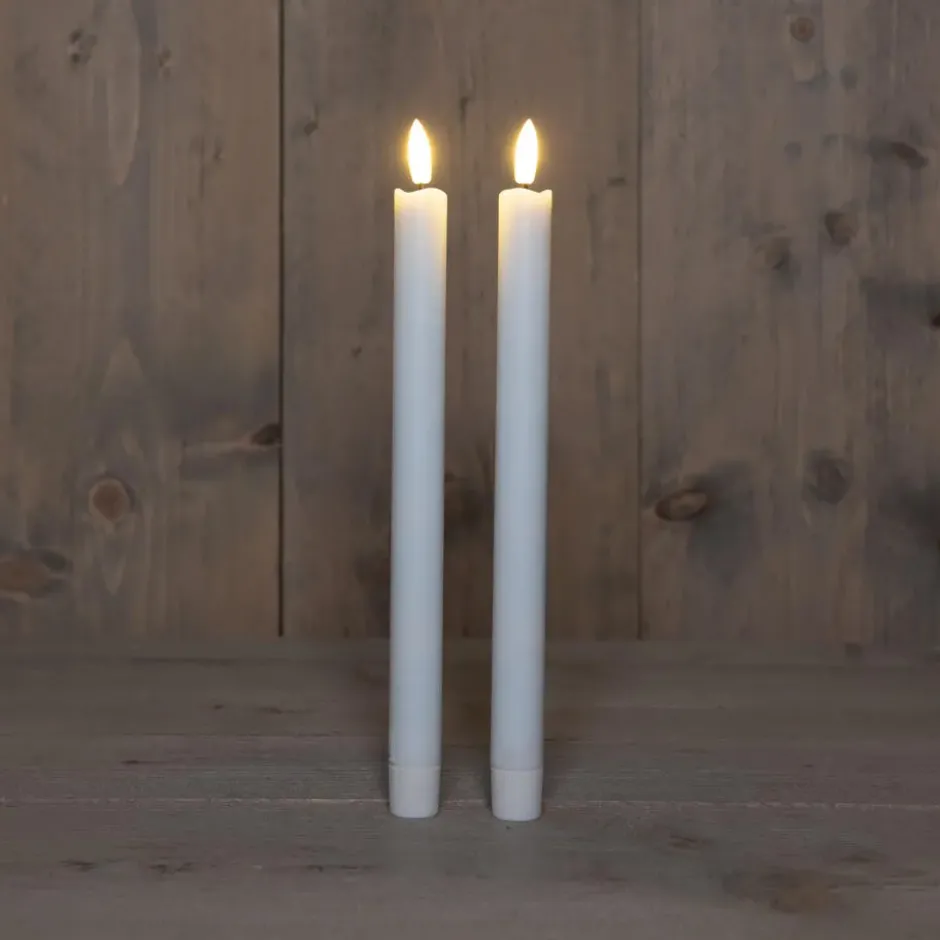 Anna Collection Led dinerkaarsen - 2x st - wit - 24 cm - 3D lont