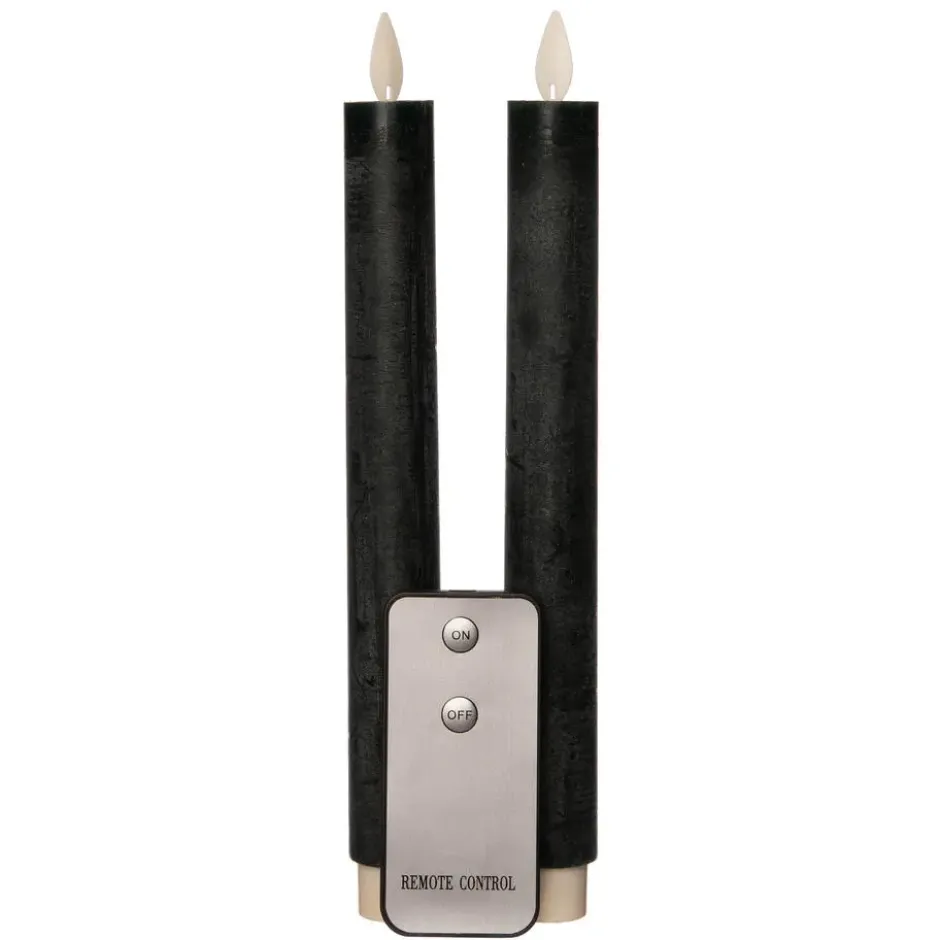 Anna Collection LED dinerkaarsen - 2x - donkergroen - 23 cm