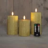 Anna Collection LED stompkaarsen - 3x - goud - ribbel