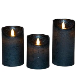 Anna Collection LED stompkaarsen - 3x - metallic blauw