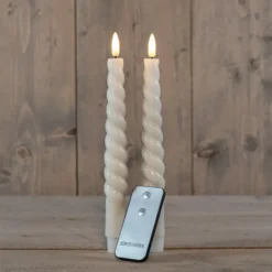Anna Collection LED swirl dinerkaarsen - 2x - ivoor/creme - 23 cm