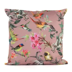 Anna's Collection buitenkussen - bloemenprint - oud roze - 45 x 45 cm