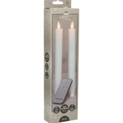 Anna's Collection Dinerkaarsen - wit - 2 stuks - LED - 23 cm