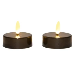 Anna's Collection Jumbo theelichten - 2x - zwart - 6 x 4,5 cm