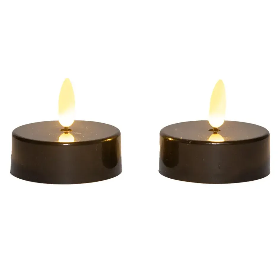 Anna's Collection Jumbo theelichten - 2x - zwart - 6 x 4,5 cm