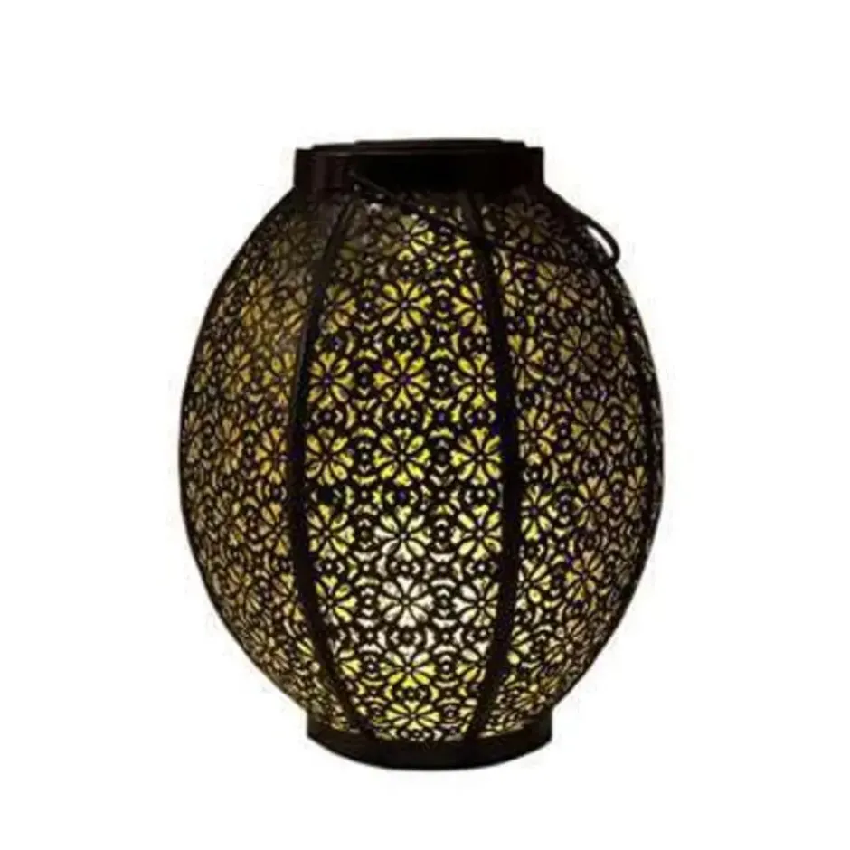 Anna's Collection Lantaarn - tuinverlichting - solar - zwart met goud