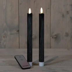 Anna's Collection LED dinerkaarsen - 2x - zwart - 23 cm
