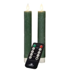 Anna's Collection LED dinerkaarsen - 2x st - jade groen - 18 cm