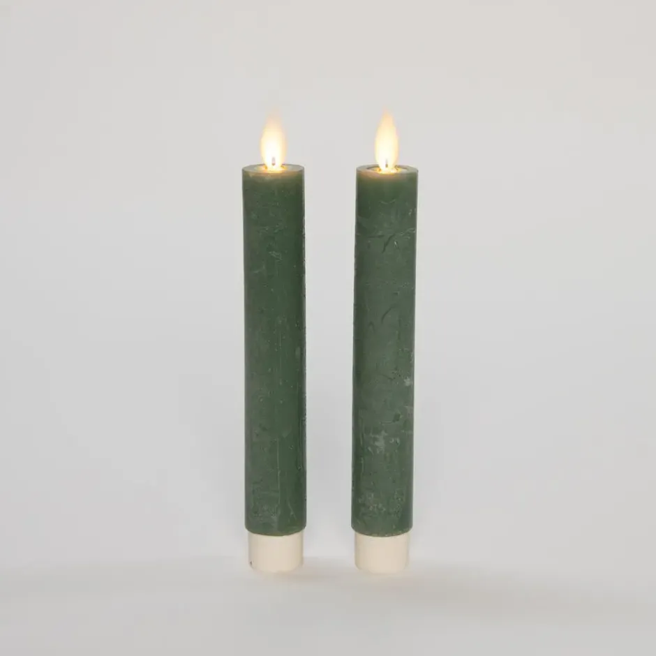Anna's Collection LED dinerkaarsen - 2x st - jade groen - 18 cm