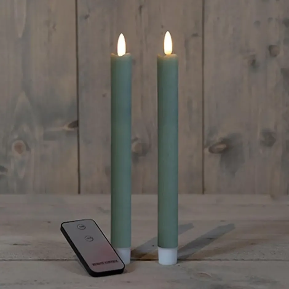 Anna's Collection LED dinerkaarsen - 2x - jade groen - 23 cm