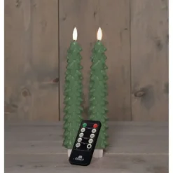 Anna's Collection LED dinerkaars - 2x - groen - kerstboom - 23 cm