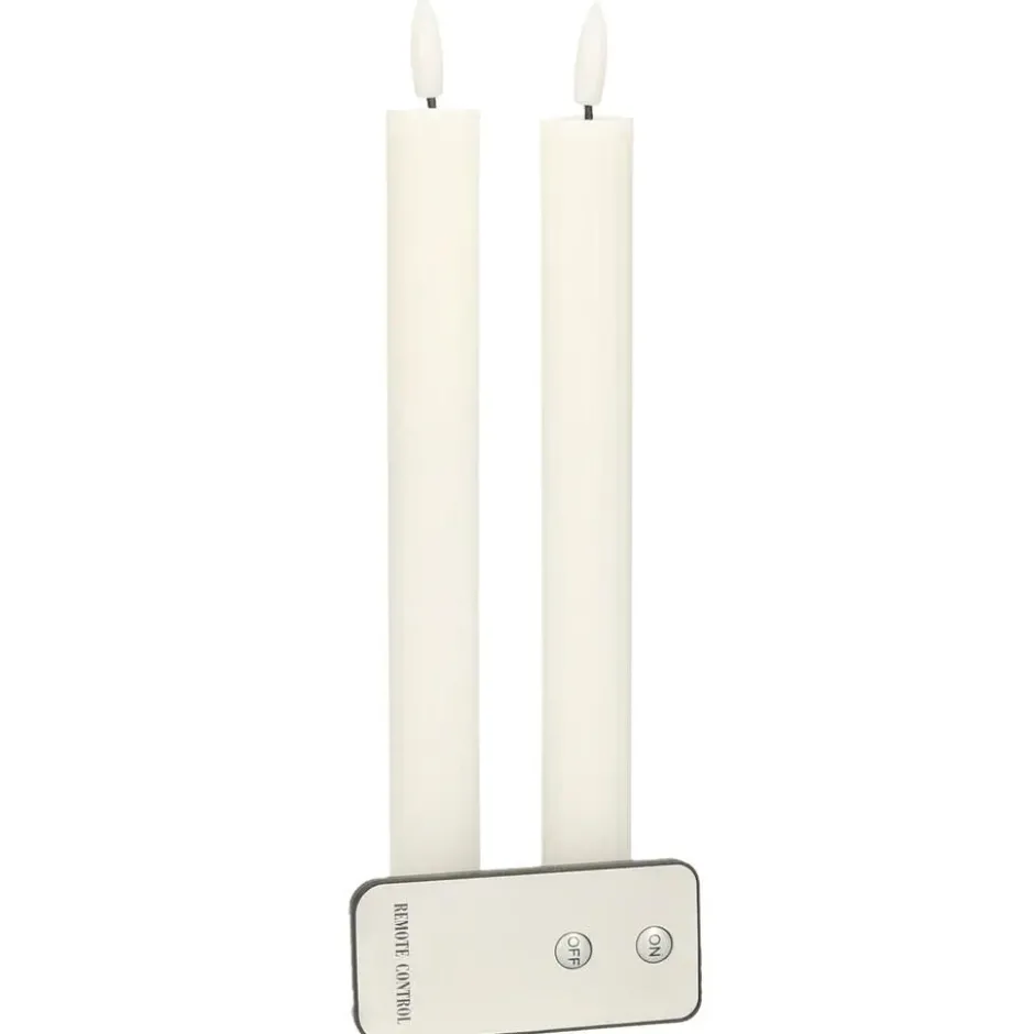 Anna's Collection Led dinerkaarsen - 2x st - wit - ribbel - 23 cm