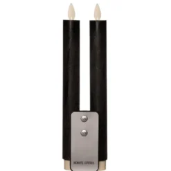 Anna's Collection LED dinerkaarsen - zwart - 2x - 23 cm