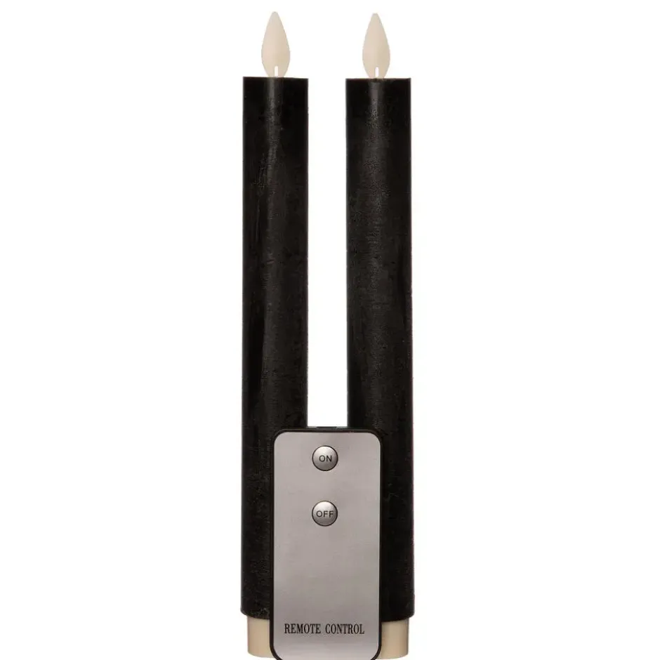 Anna's Collection LED dinerkaarsen - zwart - 2x - 23 cm