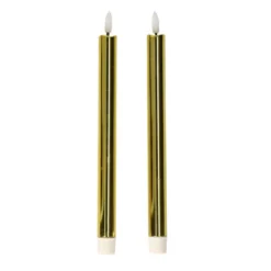 Anna's Collection Led dinerkaarsen - 2x - goud glimmend - 25 cm