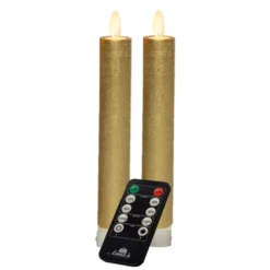 Anna's Collection LED dinerkaarsen - 2x - goud - 18 cm