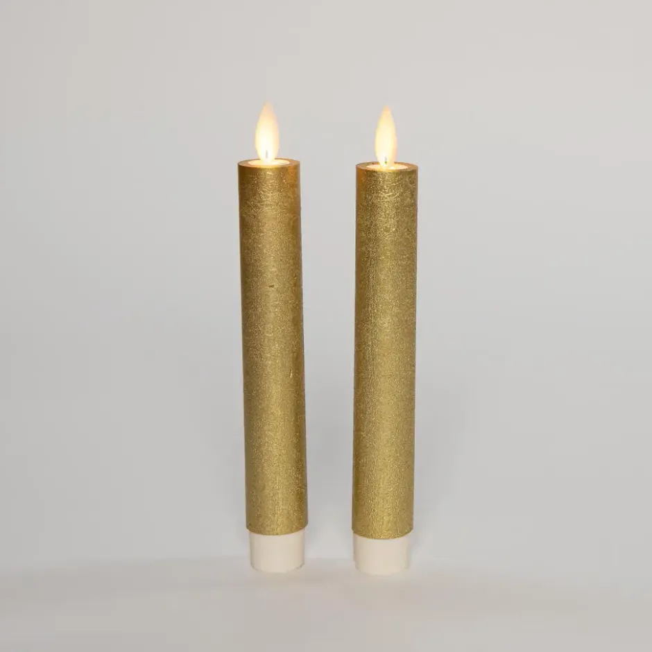 Anna's Collection LED dinerkaarsen - 2x - goud - 18 cm