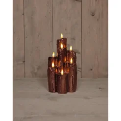 Anna's Collection LED druipkaarsen - 7x - brons - 25 cm - kaarsen