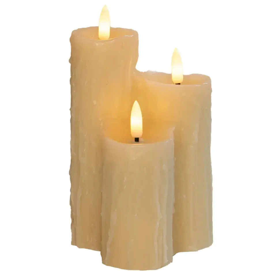 Anna's Collection LED Druipkaarsen set - 3x - wit - 16 x 11 cm