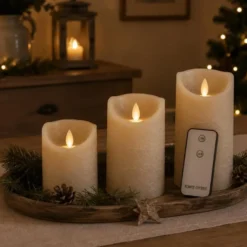 Anna's Collection LED kaarsen - 3x taupe - afstandsbediening
