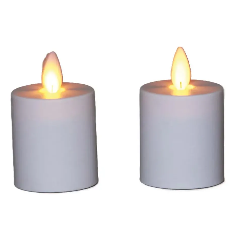 Anna's Collection LED kaarsen - 2x - wit - H8 cm - bewegende vlam