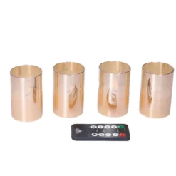 Anna's Collection LED kaarsen in glas -4x - oranje -oplaadstation