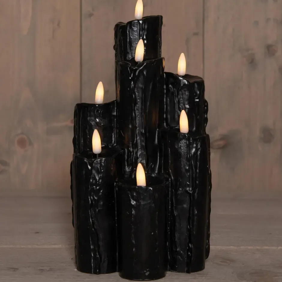 Anna's collection LED kaarsen/druipkaarsen - zwart - 15 x15x25 cm