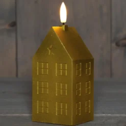 Anna's Collection LED kaars huisje - goud - H15 cm - met timer