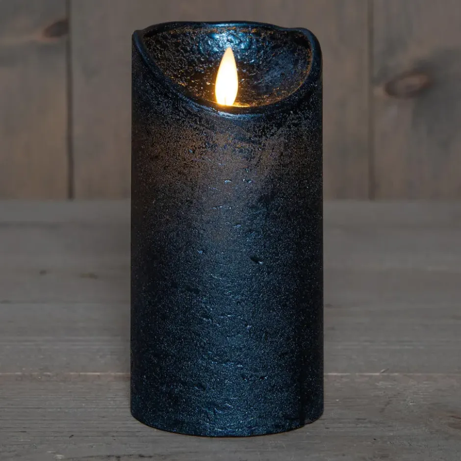 Anna's Collection Led stompkaars - metallic blauw - H15 x D7,5 cm