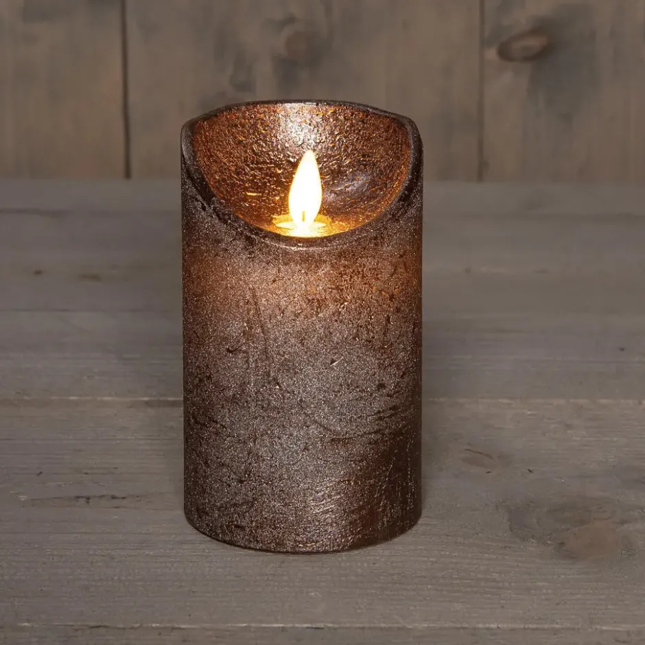 Anna's Collection Led stompkaars - brons - H12,5 x D7,5 cm - wax