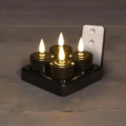 Anna's Collection LED waxinelichtjes - 4x -zwart - oplaadbaar