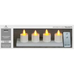Anna's Collection Oplaadbare LED theelichtjes - 4x - wit - H6 cm