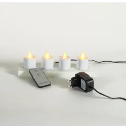 Anna's Collection Oplaadbare LED theelichtjes - 4x - wit - H6 cm