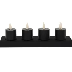 Anna's Collection Oplaadbare LED theelichtjes - 4x - zwart -H6 cm