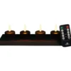 Anna's Collection Oplaadbare LED theelichtjes - 4x - zwart -H5 cm