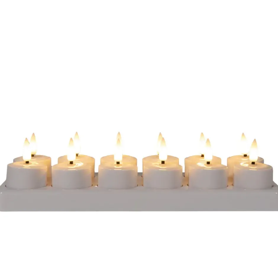 Anna's Collection Oplaadbare LED theelichtjes - 12x - wit - 5 cm