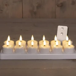 Anna's Collection Oplaadbare LED theelichtjes - 12x - wit - 5 cm