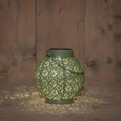 Anna's Collection Solar lantaarn - groen - metaal - D15 x H16 cm
