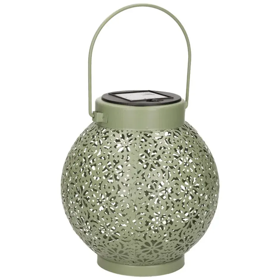 Anna's Collection Solar lantaarn - groen - metaal - D15 x H16 cm