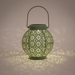 Anna's Collection Solar lantaarn - groen - metaal - D15 x H16 cm