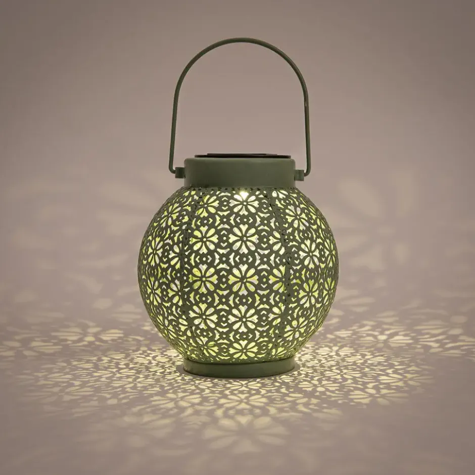 Anna's Collection Solar lantaarn - groen - metaal - D15 x H16 cm