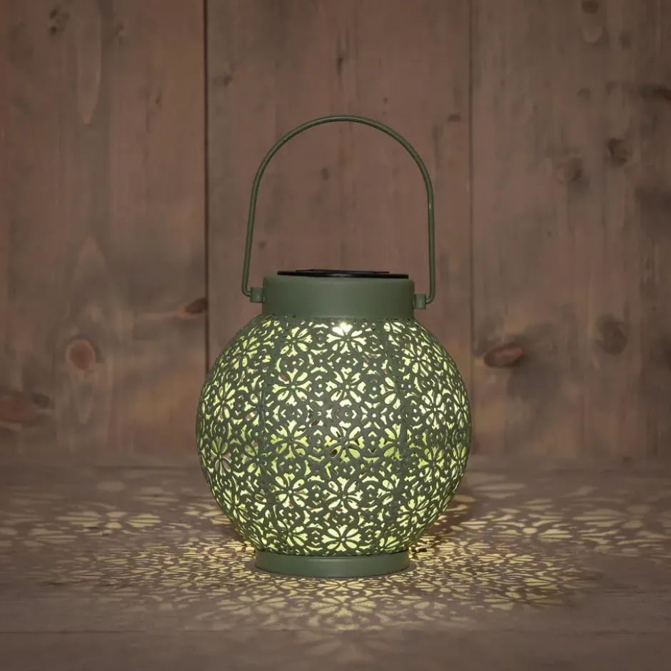 Anna's Collection Solar lantaarn - groen - metaal - D15 x H16 cm