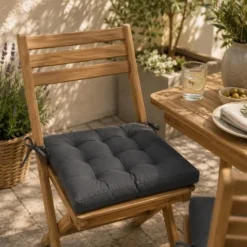 Anna's collection Stoelkussen gewatteerd - antraciet - 38 x 38 cm